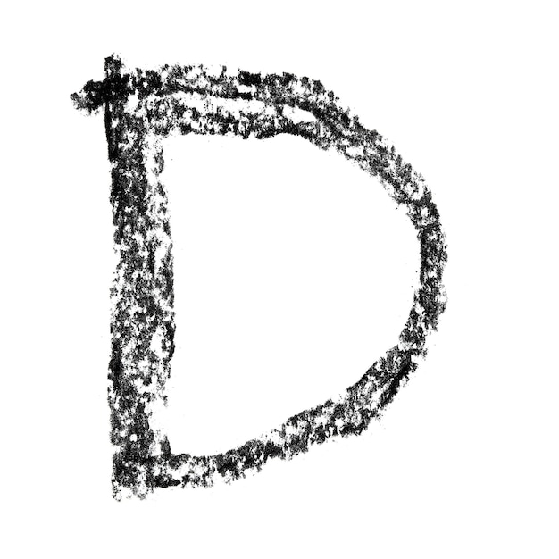 D Handwritten charcoal alphabet