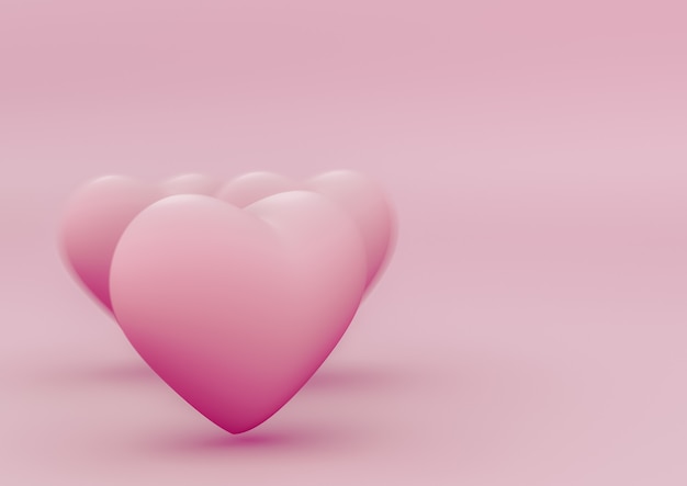 d сердца на чистом розовом фоне шаблона