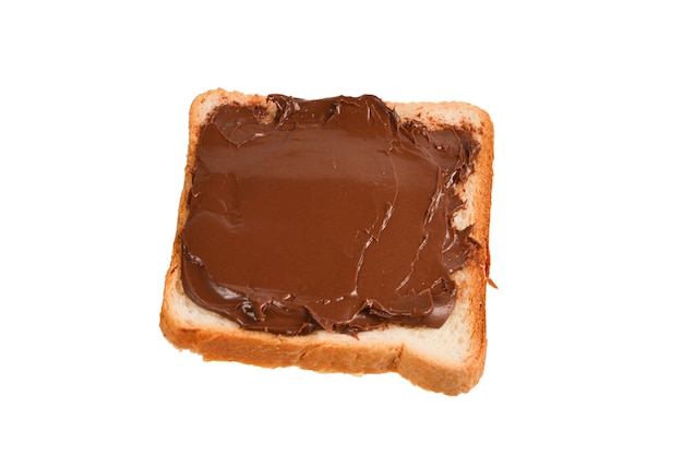 Ð¡チョコレートペーストサンドイッチは白で分離
