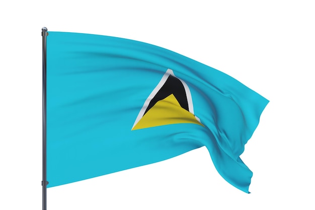 D illustratie wuivende vlaggen van de wereldvlag van st lucia geïsoleerd op een witte background