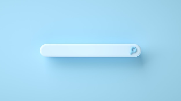 D illustration blank web search bar on blue background internet concept