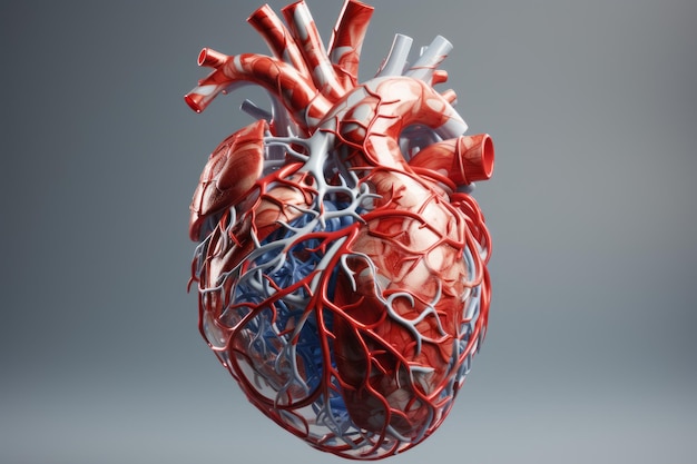 색 바탕에 있는 다채로운 인간의 심장의 일러스트레이션: 인간의 심장 해부학, 심장전두와 심실