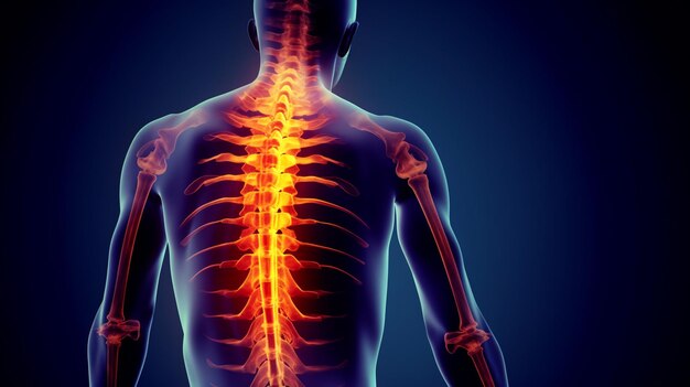 D Illustration of Human Male Spine Anatomy Medical Concept