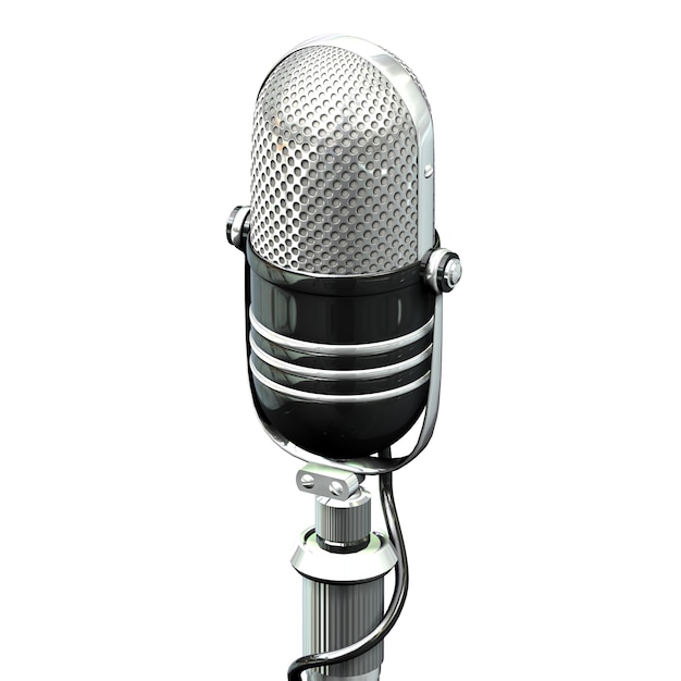 D illustration of retro microphone isolated on white background