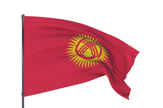 D illustration waving flags of the world flag of kyrgyzstan isolated on white background