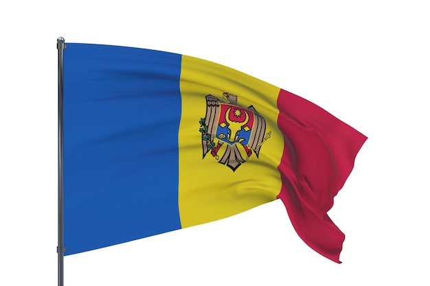 白い背景で隔離モルドバの世界の旗の旗を振るDイラスト