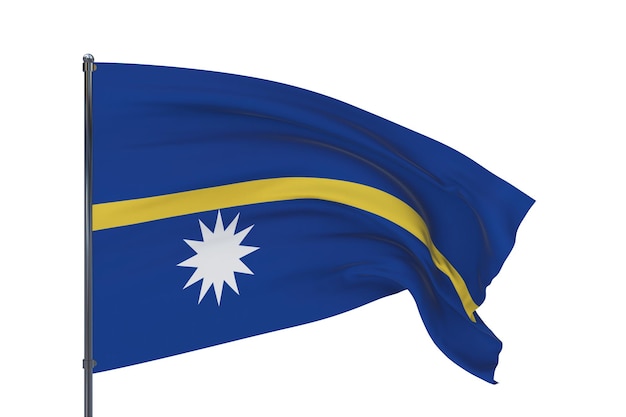 D illustration waving flags of the world flag of nauru isolated on white background