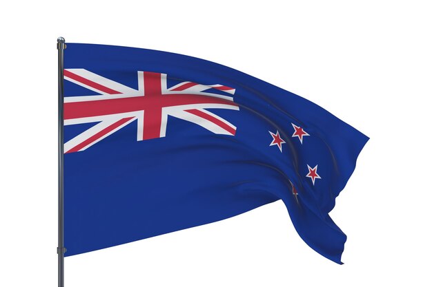 D illustration waving flags of the world flag of new zealand isolated on white background