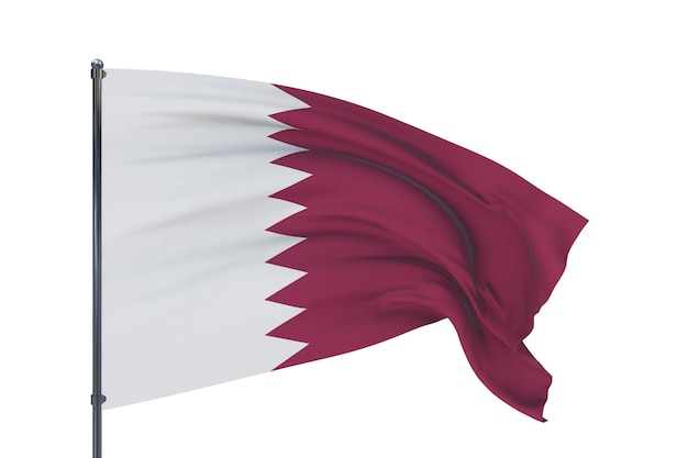 Photo d illustration waving flags of the world flag of qatar isolated on white background