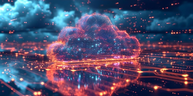 Иллюстрации облачных вычислений хранения данных и мер кибербезопасности Концепция 3D иллюстрации облачные вычисления хранения данных Технология кибербезпеки
