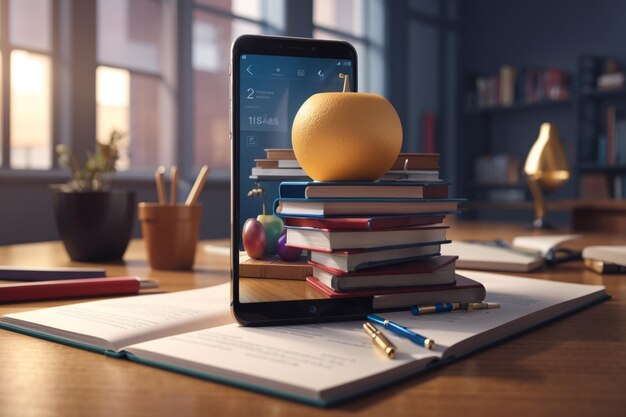 Foto d online schoolonderwijs h smartphone