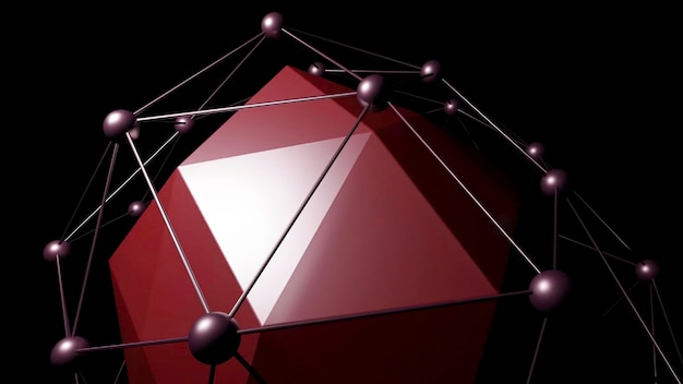d polygon pulsates with grid on black background design abstract shape of beating heart with