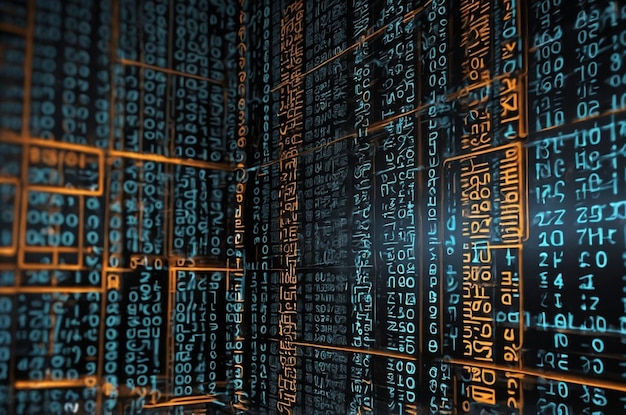 d programming background with abstract binary code
