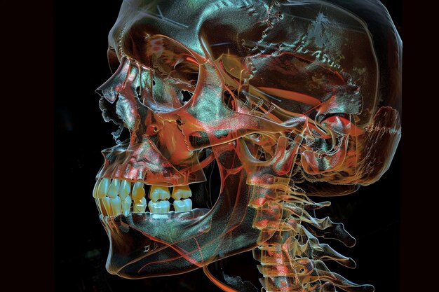 A D reconstruction of a CT scan showing facial bo generative ai