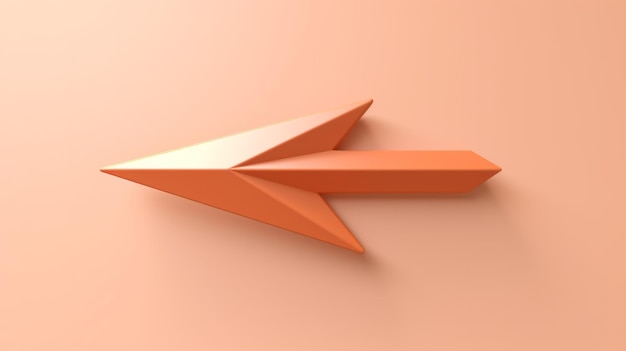 D рендеринг стрелки для определения местоположения, направления или руководства на оранжевом фоне.