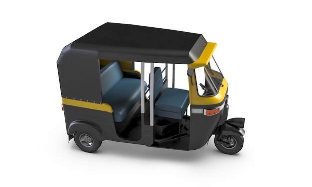 D render of autorickshaw isolated on white background