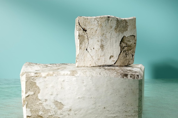 Фотография d отображение бетонного подиума продукта на синем цвете