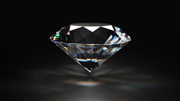 D render of diamond on black background