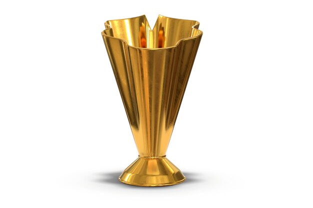 D render of gold trophy cup isolated on white