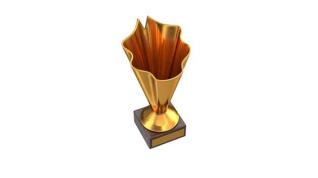 D render of gold trophy cup isolated on white