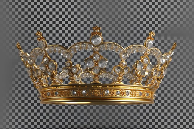 d render of golden crown isolated on transparent background