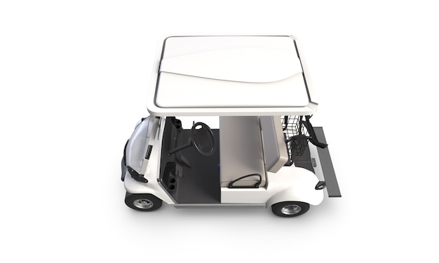 D render of golf cart isolated on white background