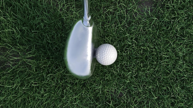 D render golf club hits a golf ball