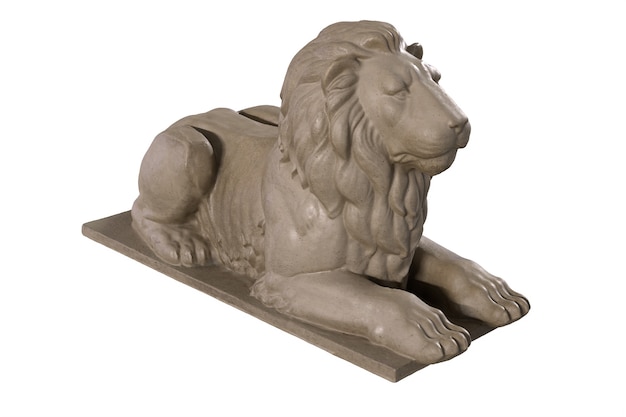 D render of lying lion stone sculpture isolated on white