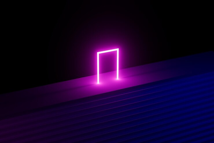 D render a neon light glowing in the dark