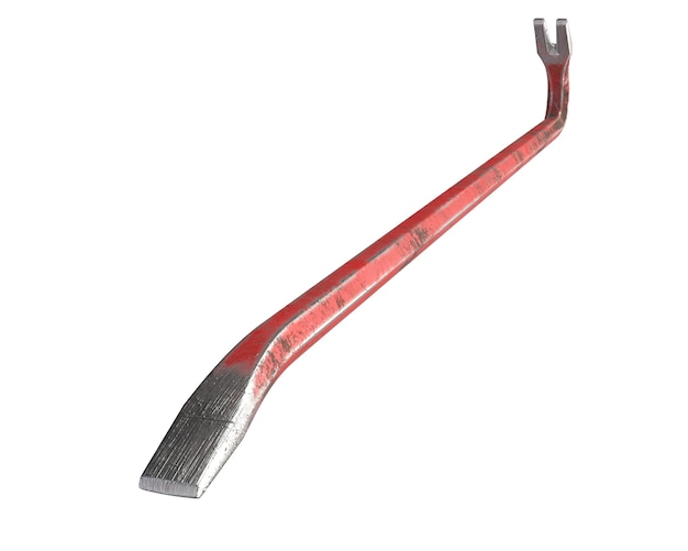 D render of old red crowbar isolated on white