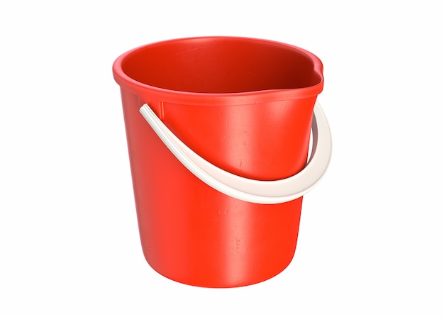 D render of red toy bucket isolated on white