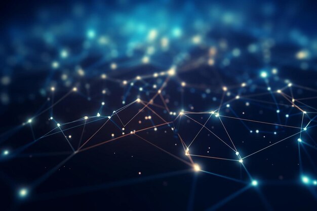 d render of a techno low poly background with connecting lines and dots