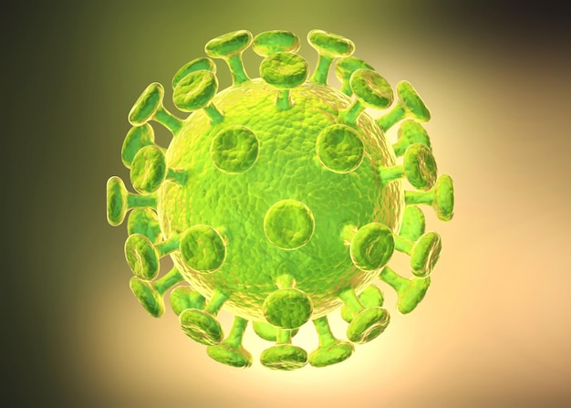 D render van coronavirus griep geïsoleerd op wit