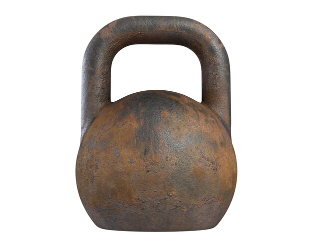 D render van oude roestige kettlebell geïsoleerd op wit