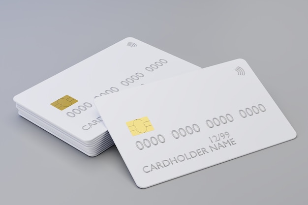 D render van realistische creditcard op grijze achtergrond