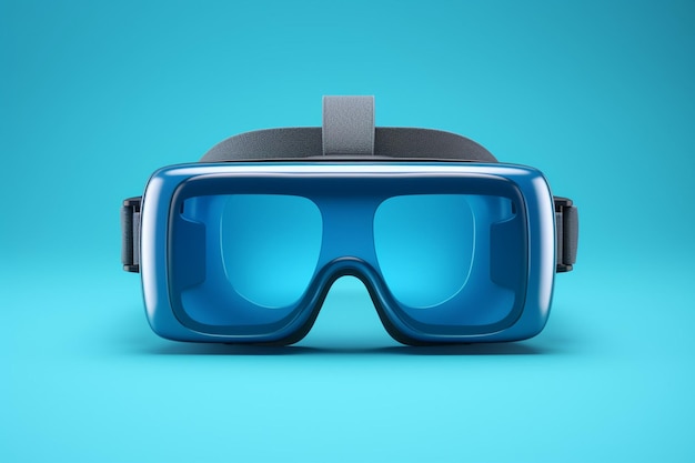 Photo d render of vr or virtual reality glasses with blue background