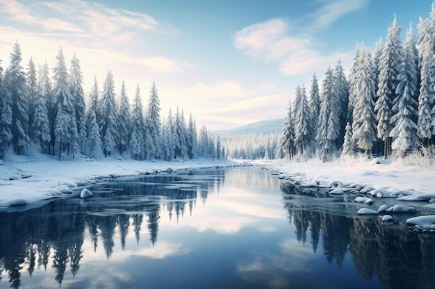 d render of a winter snowy landscape