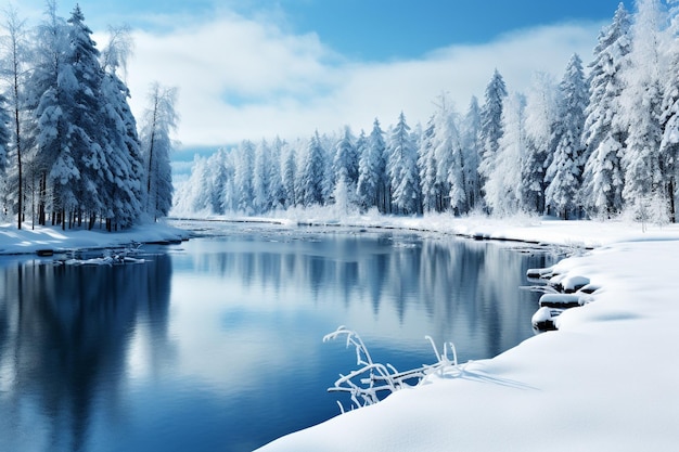 d render of a winter snowy landscape
