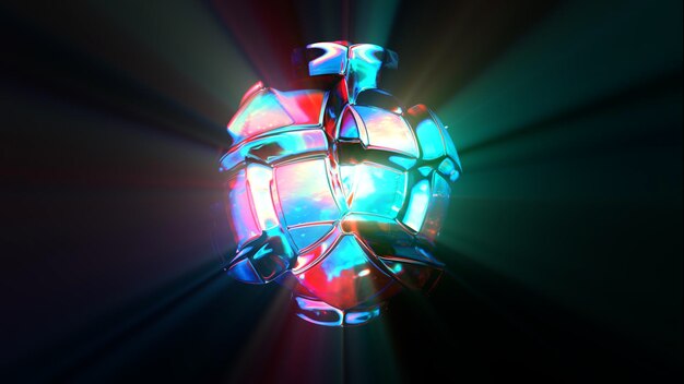 d rendered abstract shape with detailed reflection and dispersion