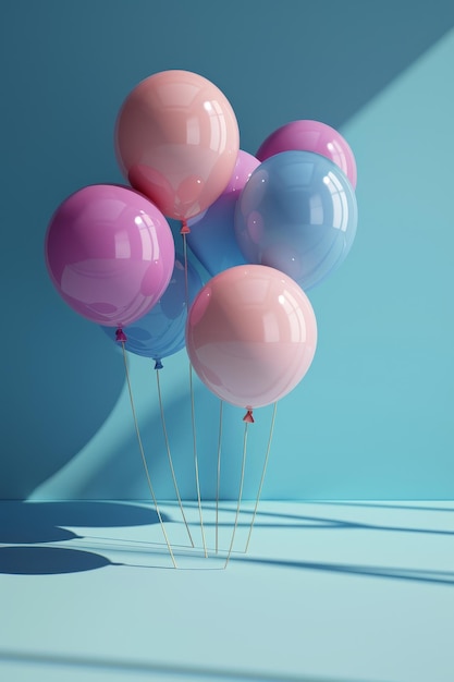 D rendered minimalistic celebration scene with balloons AI generated illustration