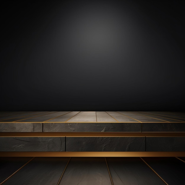 d rendering of a black podium with spotlight dark background
