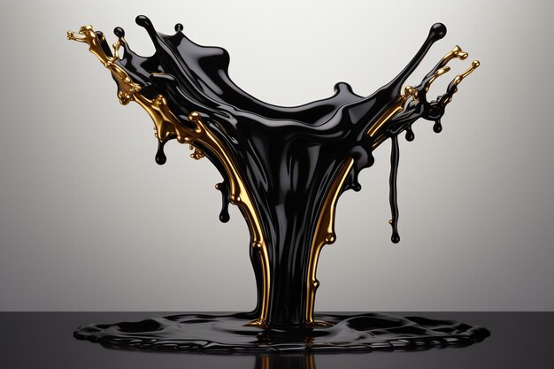 Photo d rendering of a black splash liquid