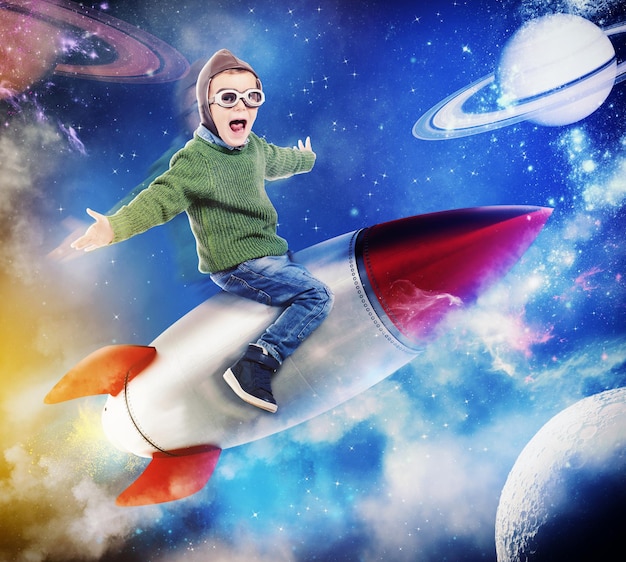 D rendering dreaming of flying in space