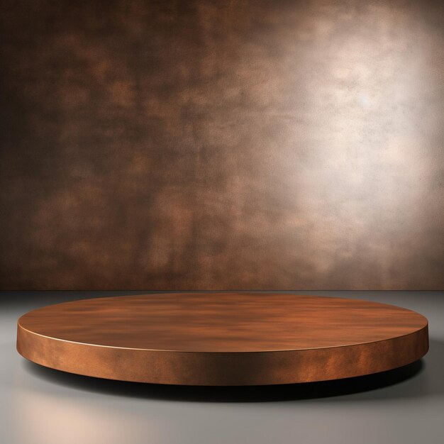 Photo d rendering of empty oxidised copper podium for product display studio backdrop