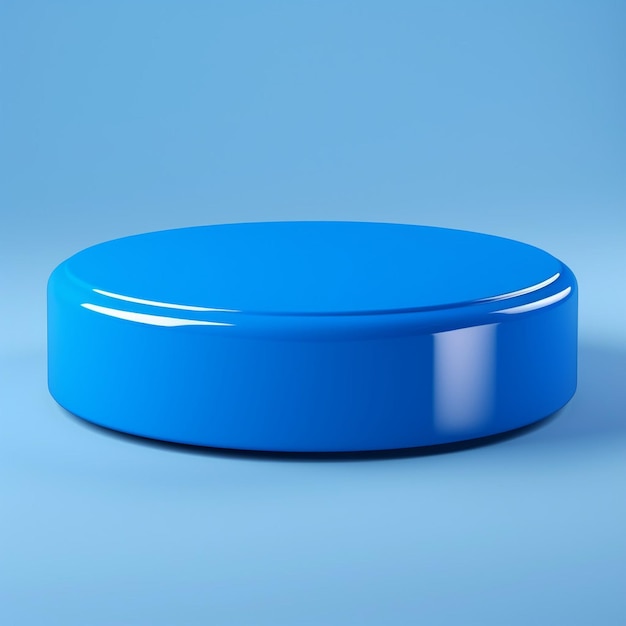 Фото d рендеринг круглого простого светло-голубого подиума для презентации продукта