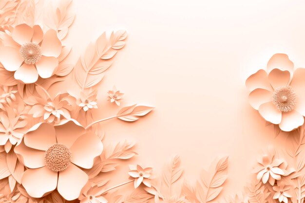 D rendering of papercut plants and flowers on a background space for copying the copy space is