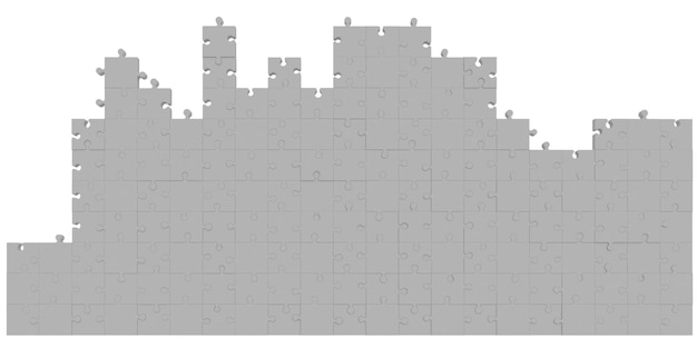 D rendering of a wall made of puzzles