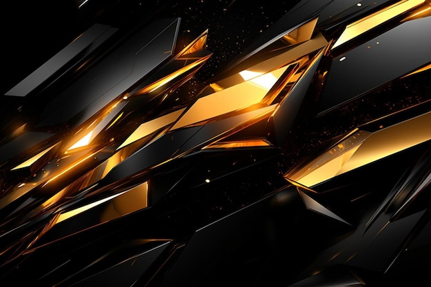 d sharp edges of abstract colorful black and gold gaming wallpaper