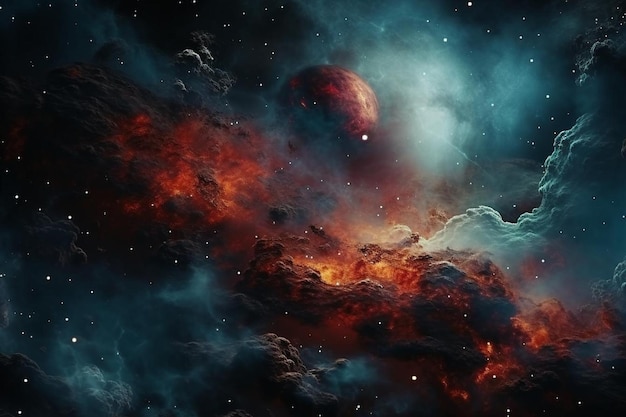 d space background with fictional planets and nebula