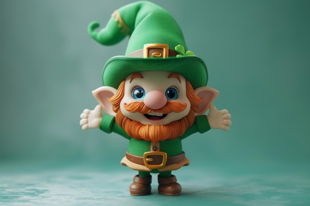 D-stijl schattig cartoon personage van een St Patrick's Day Ierse leprechaun